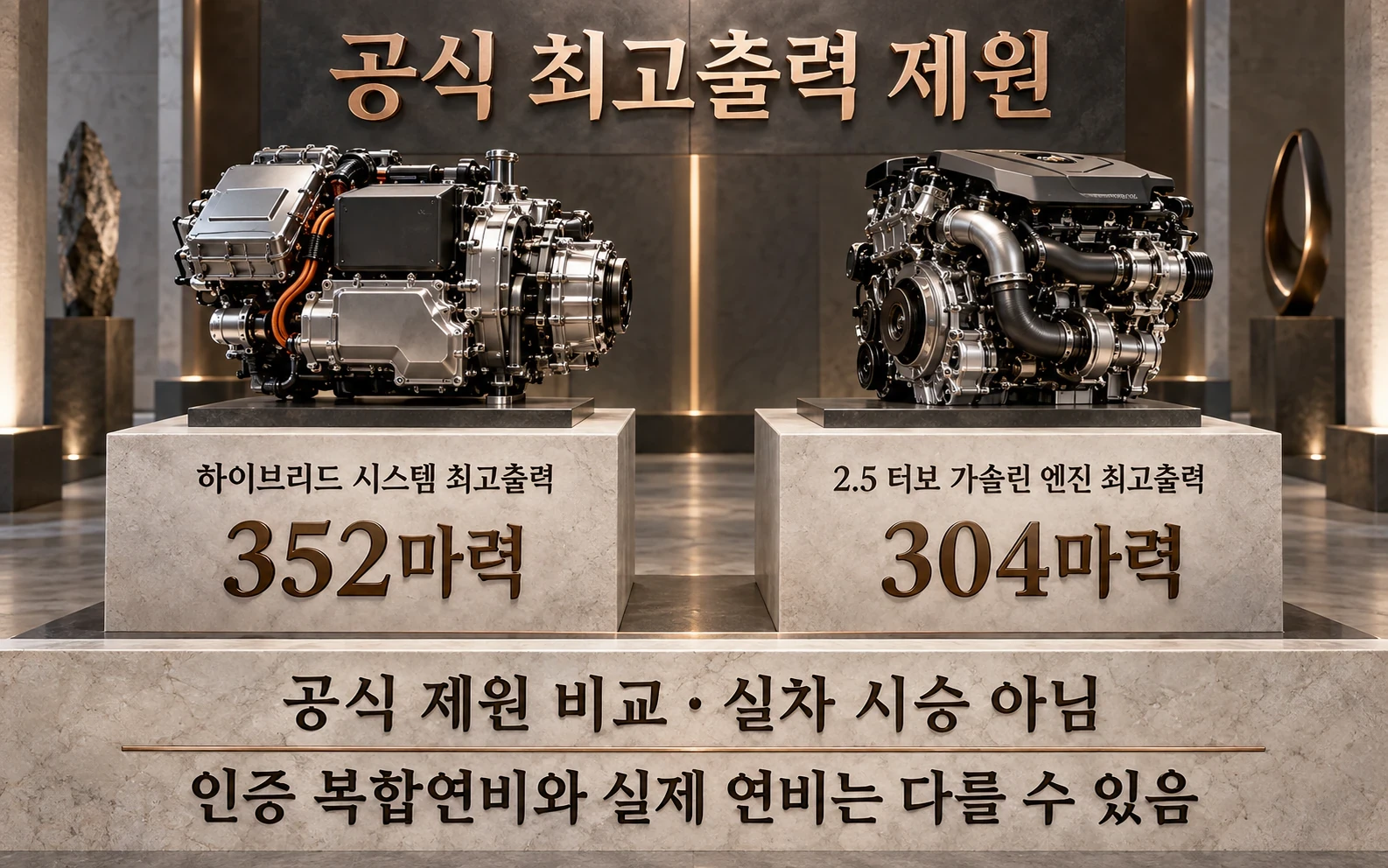 GV80 공식 시스템·엔진 최고출력 비교를 위한 개념 도식