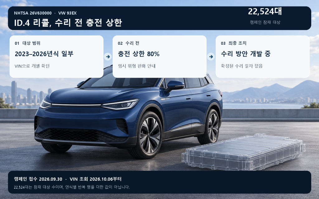 리콜 대상 범위와 잠정 충전 상한·수리 상태 개요