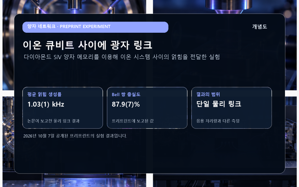 이온 큐비트·SiV 양자 메모리·광자 링크 실험의 범위